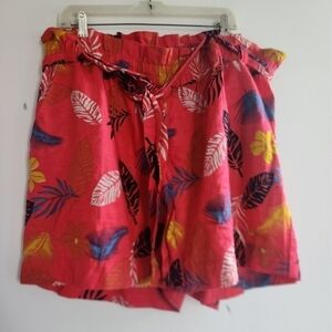 NWT Liz Banks Limited Red w/Floral Cotton 5" Inch Inseam Paperback Shorts sz 3X
